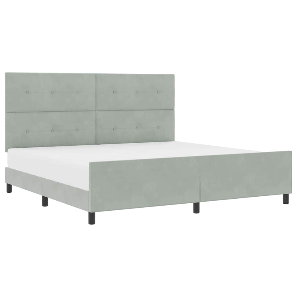 Bettgestell mit Kopfteil Hellgrau 200 x 200 cm Samt