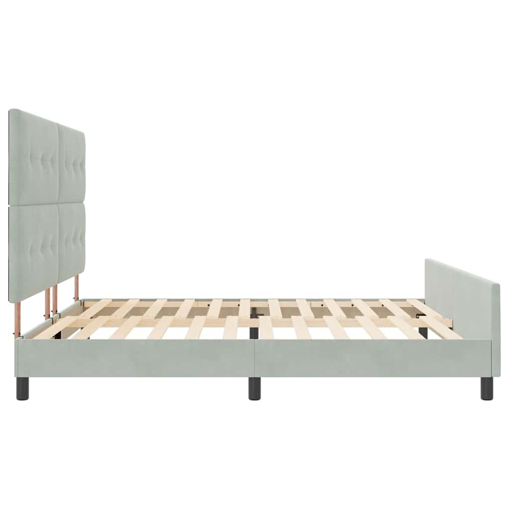 Bettgestell mit Kopfteil Hellgrau 200 x 200 cm Samt