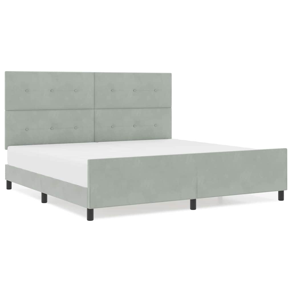 Bettgestell mit Kopfteil Hellgrau 200 x 200 cm Samt