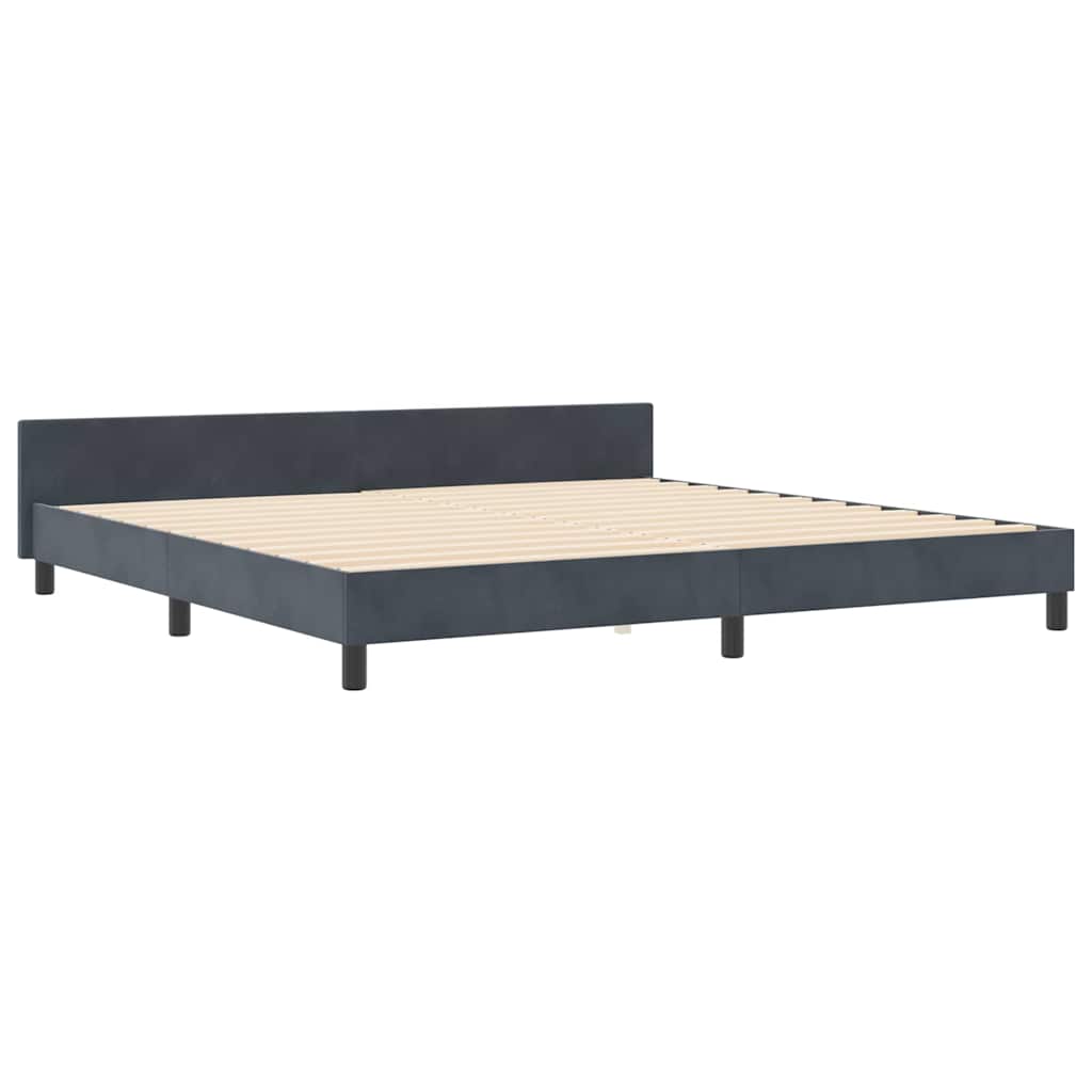 Bettgestell mit Kopfteil Dunkelgrau 200 x 200 cm Samt