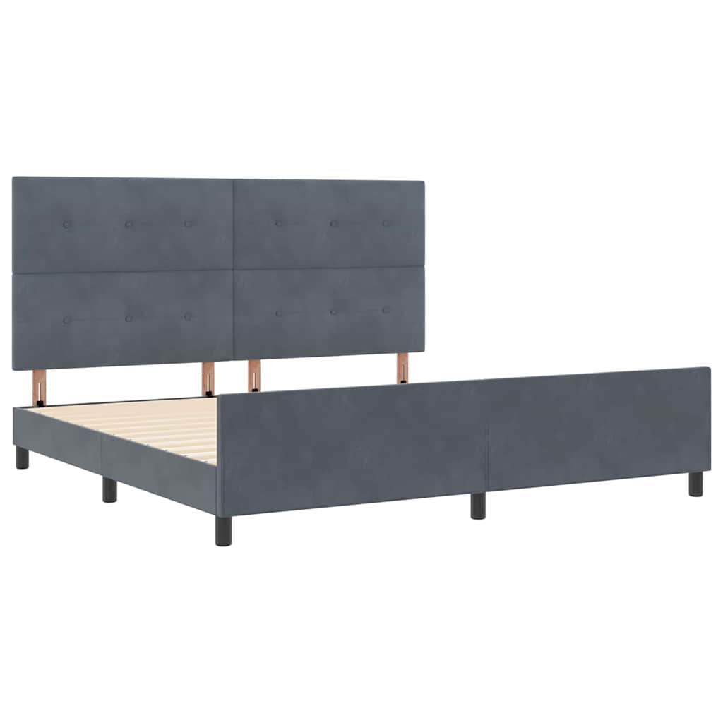 Bettgestell mit Kopfteil Dunkelgrau 200 x 200 cm Samt