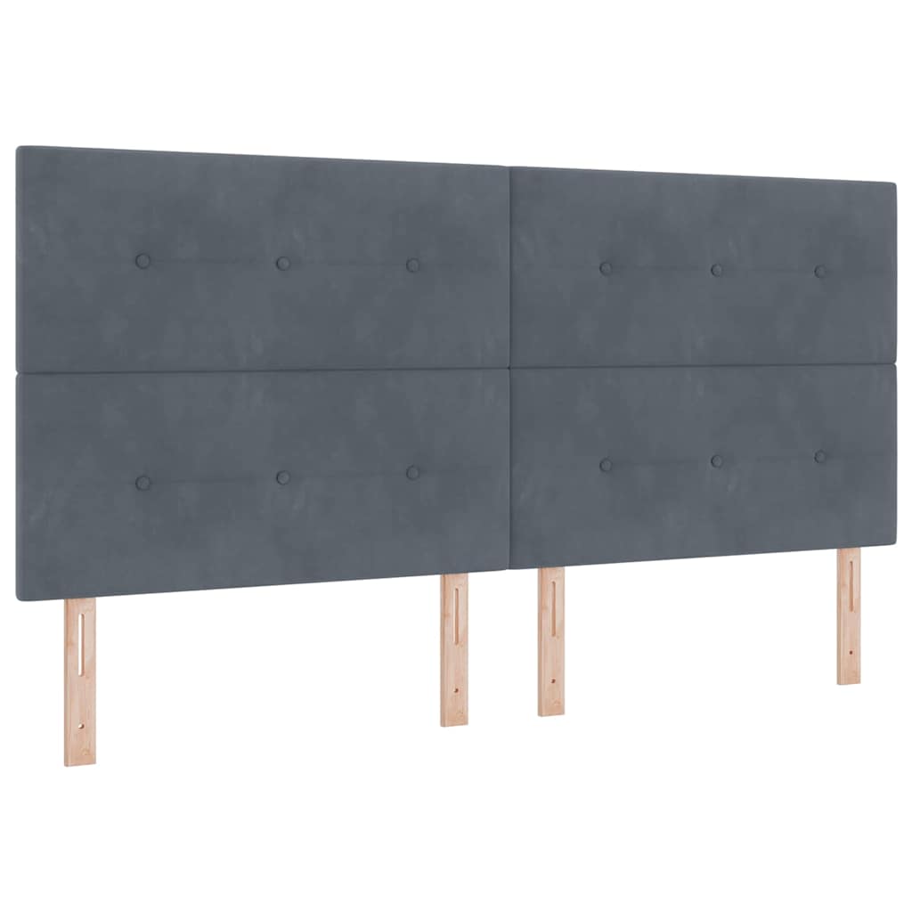 Bettgestell mit Kopfteil Dunkelgrau 200 x 200 cm Samt