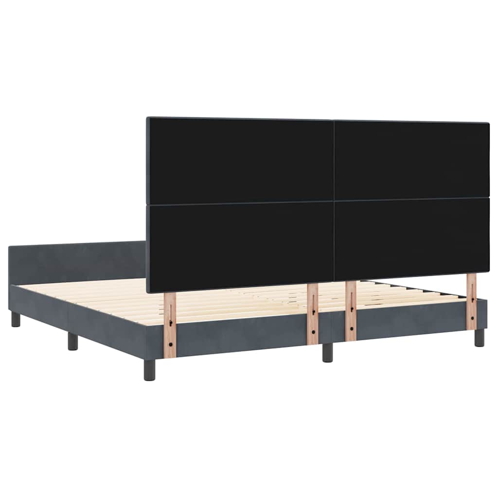 Bettgestell mit Kopfteil Dunkelgrau 200 x 200 cm Samt