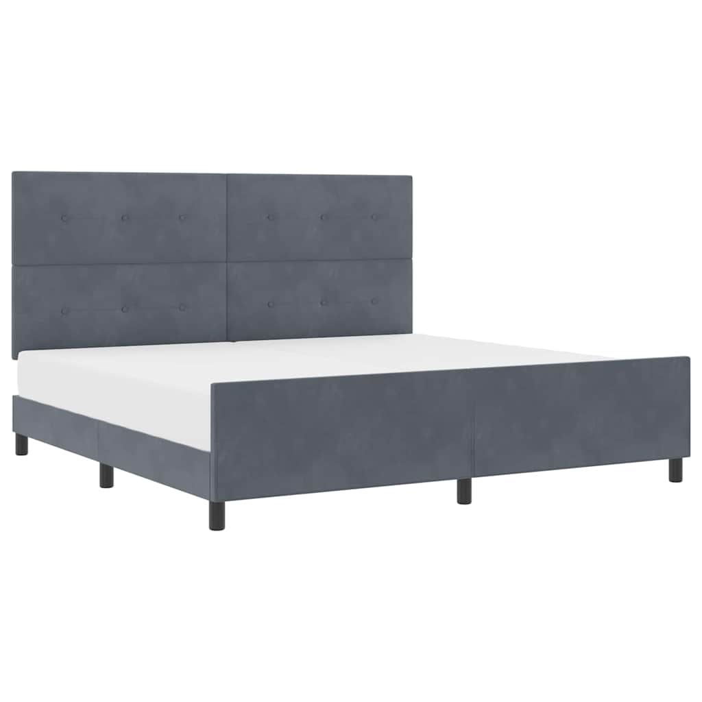 Bettgestell mit Kopfteil Dunkelgrau 200 x 200 cm Samt