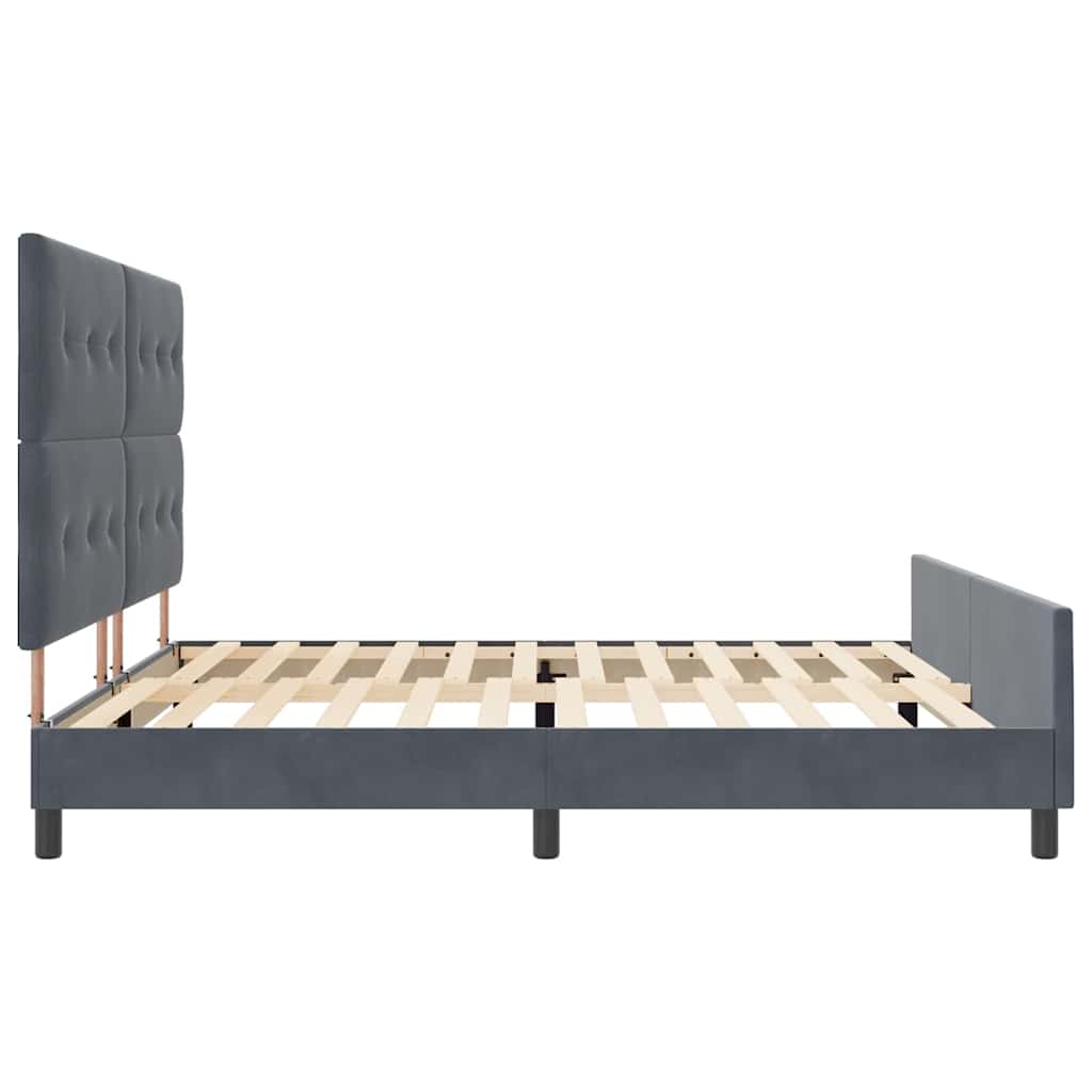 Bettgestell mit Kopfteil Dunkelgrau 200 x 200 cm Samt
