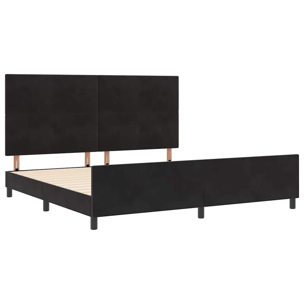 Bettgestell mit Kopfteil Schwarz 200 x 200 cm Samt