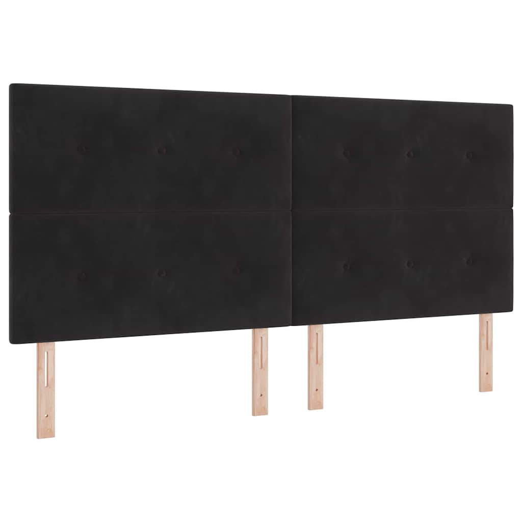 Bettgestell mit Kopfteil Schwarz 200 x 200 cm Samt