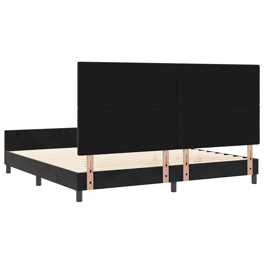 Bettgestell mit Kopfteil Schwarz 200 x 200 cm Samt