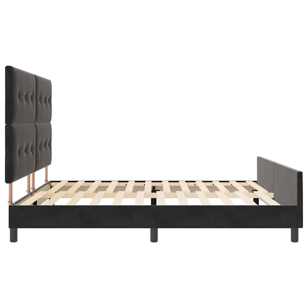 Bettgestell mit Kopfteil Schwarz 200 x 200 cm Samt