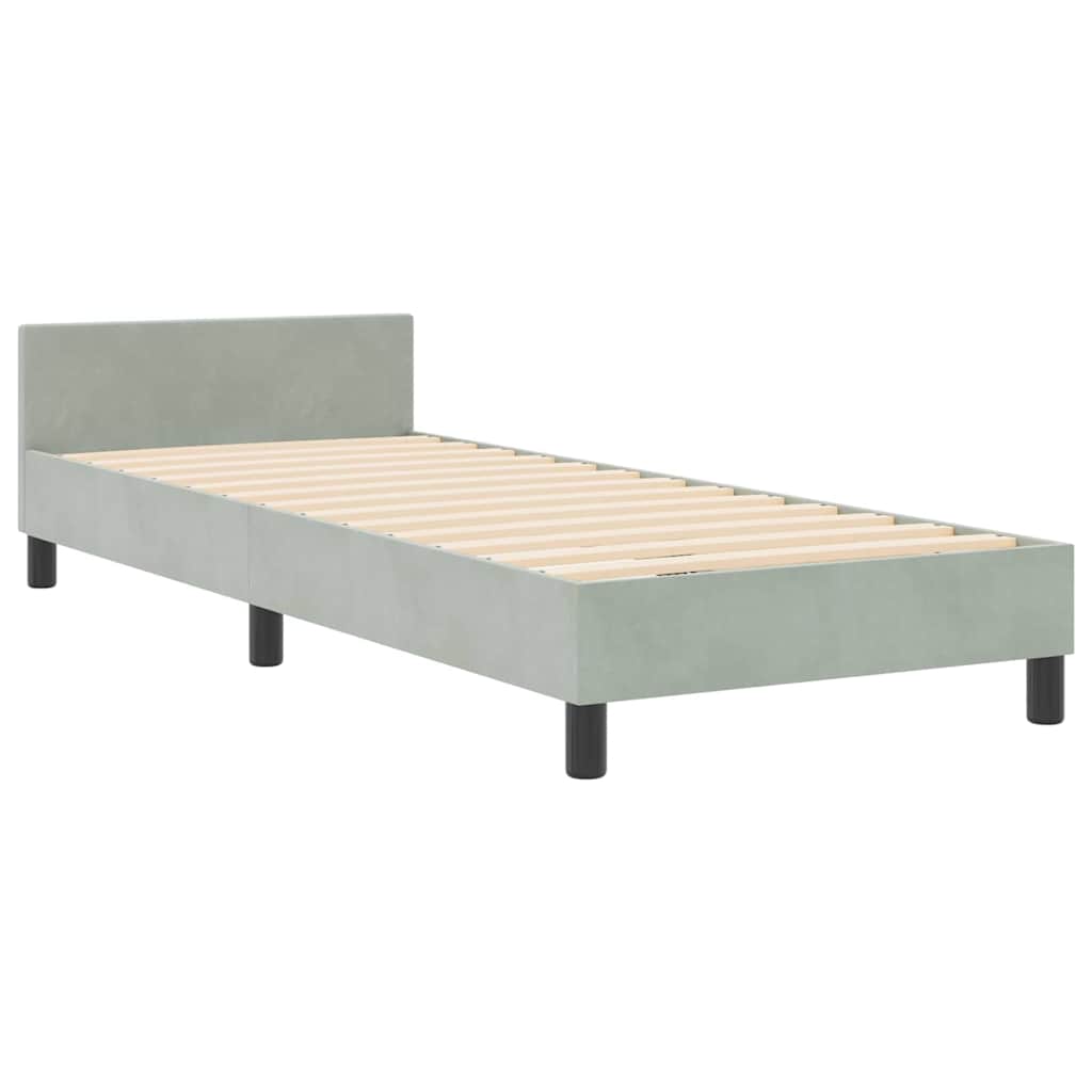Bettgestell mit Kopfteil Hellgrau 80 x 200 cm Samt