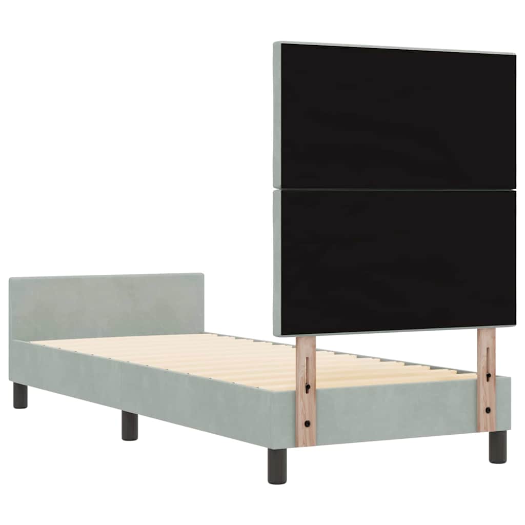 Bettgestell mit Kopfteil Hellgrau 80 x 200 cm Samt