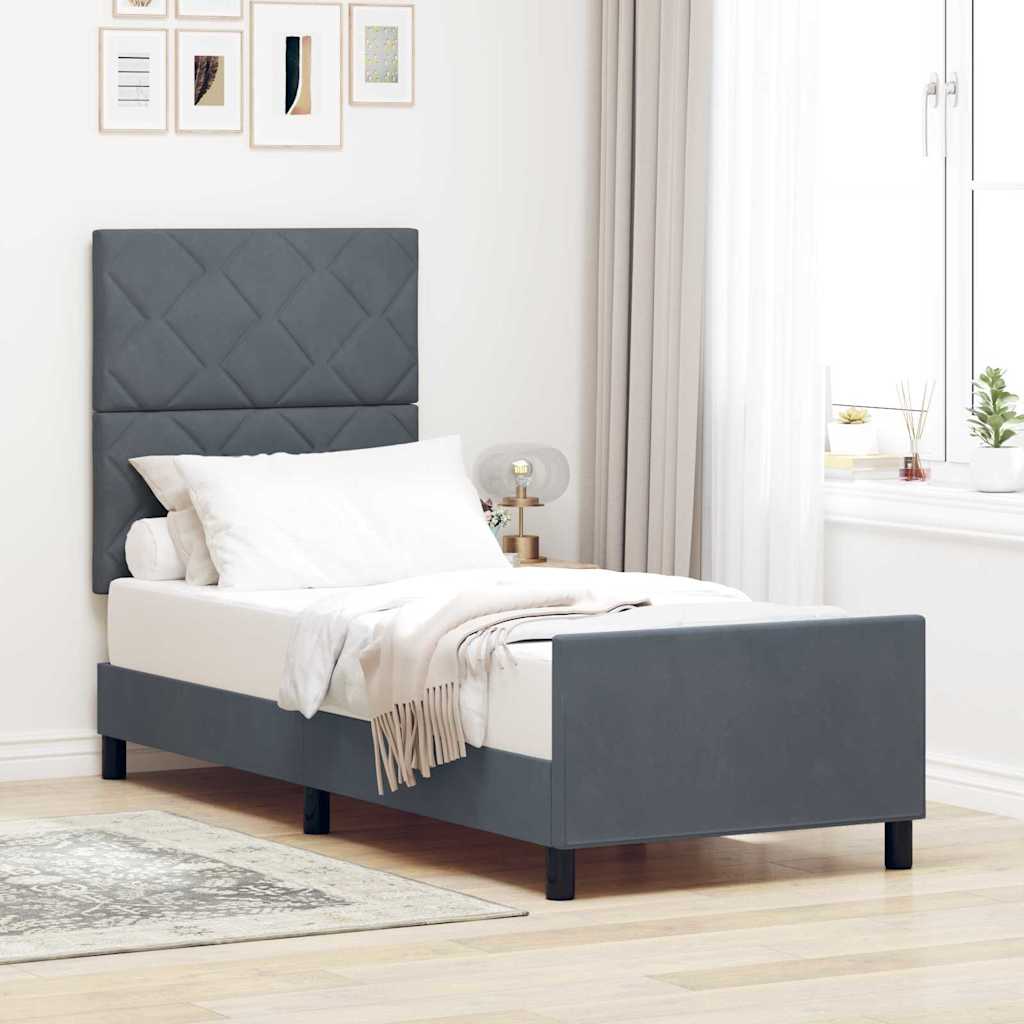 Bettgestell mit Kopfteil Dunkelgrau 80 x 200 cm Samt