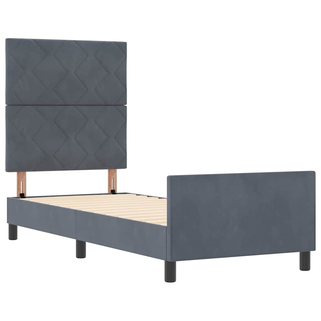 Bettgestell mit Kopfteil Dunkelgrau 80 x 200 cm Samt