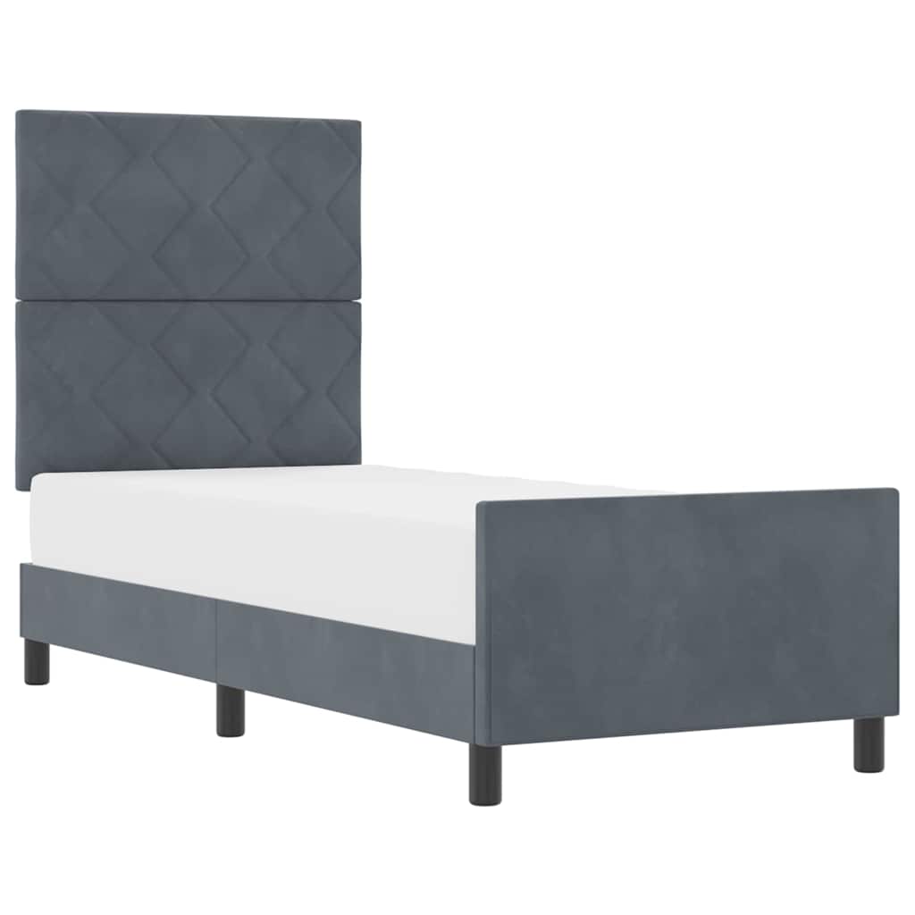 Bettgestell mit Kopfteil Dunkelgrau 80 x 200 cm Samt