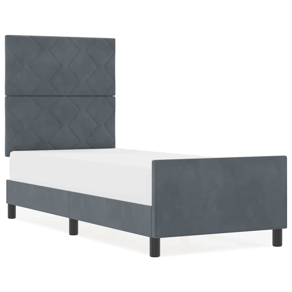 Bettgestell mit Kopfteil Dunkelgrau 80 x 200 cm Samt
