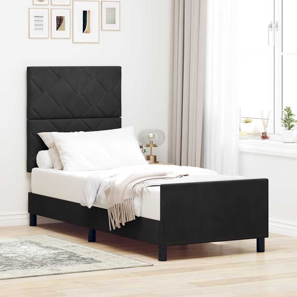 Bettgestell mit Kopfteil Schwarz 80 x 200 cm Samt