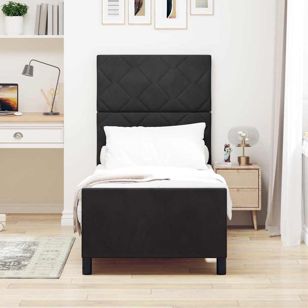 Bettgestell mit Kopfteil Schwarz 80 x 200 cm Samt