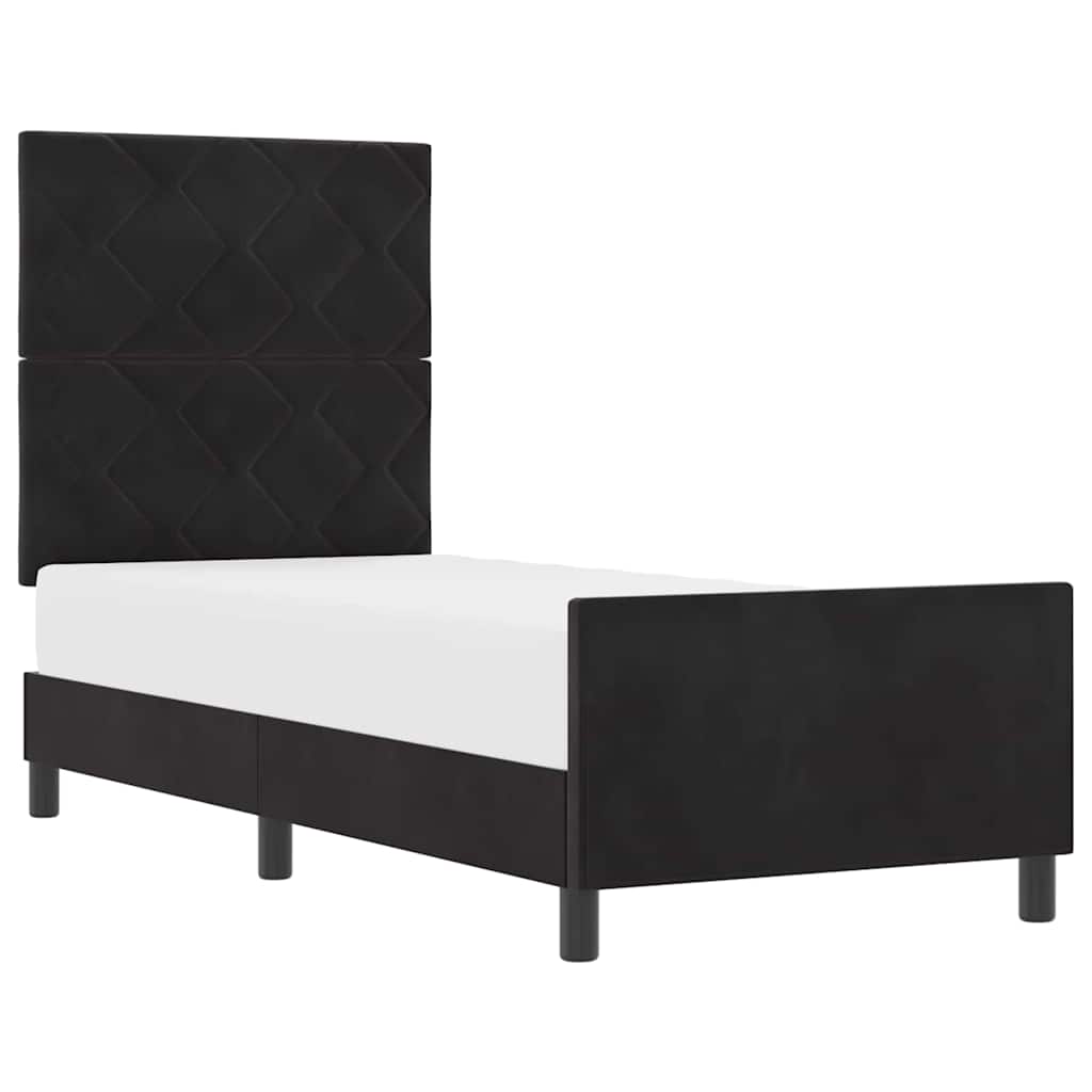 Bettgestell mit Kopfteil Schwarz 80 x 200 cm Samt