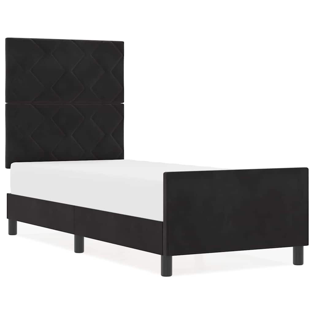 Bettgestell mit Kopfteil Schwarz 80 x 200 cm Samt