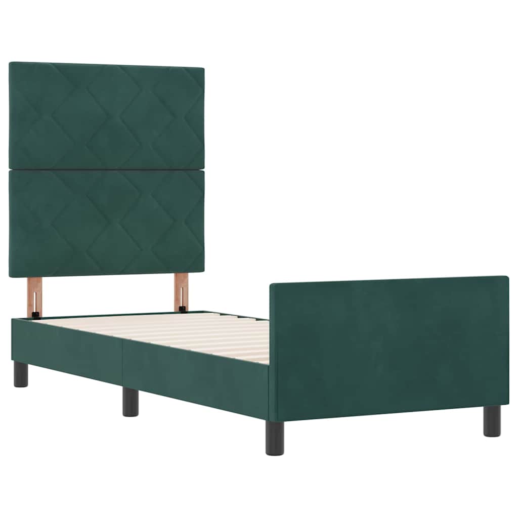 Bettgestell mit Kopfteil Dunkelgrün 80 x 200 cm Samt