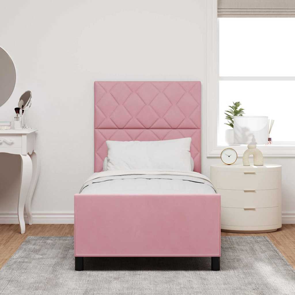 Bettgestell mit Kopfteil Rosa 90 x 190 cm Samt