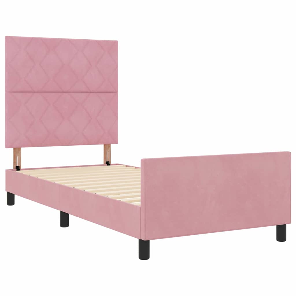 Bettgestell mit Kopfteil Rosa 90 x 190 cm Samt