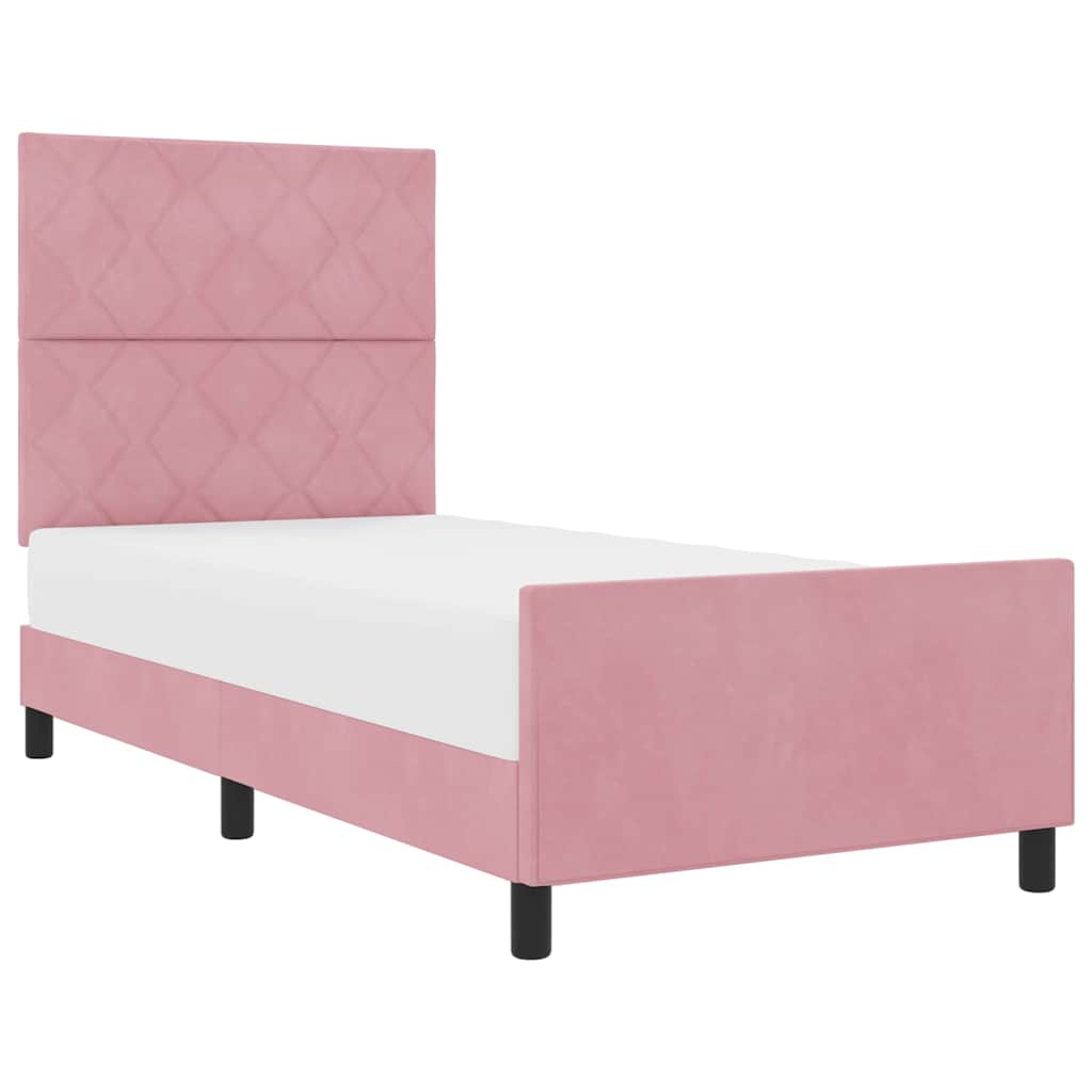 Bettgestell mit Kopfteil Rosa 90 x 190 cm Samt