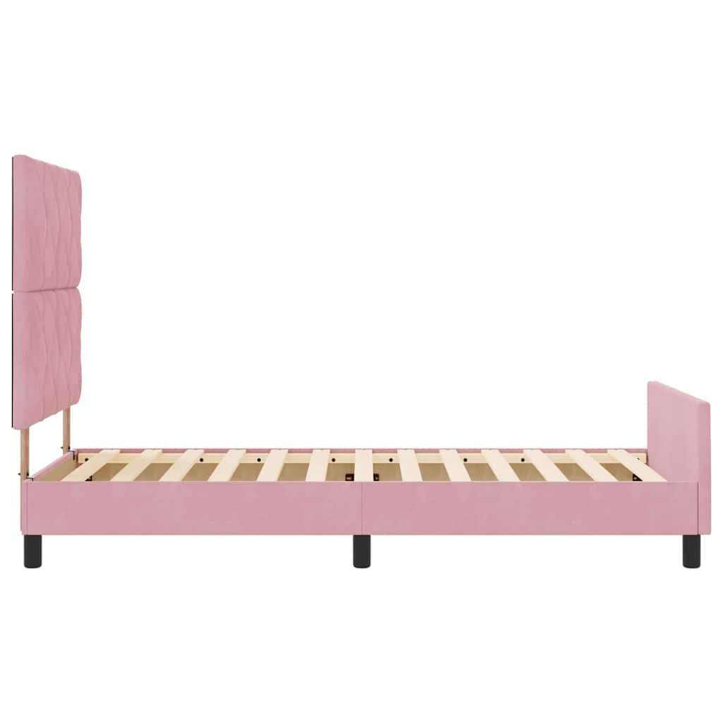 Bettgestell mit Kopfteil Rosa 90 x 190 cm Samt