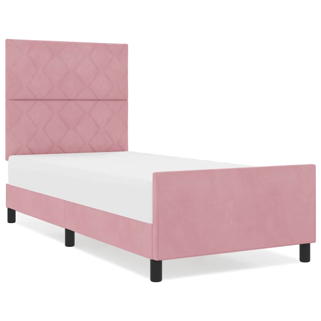 Bettgestell mit Kopfteil Rosa 90 x 190 cm Samt