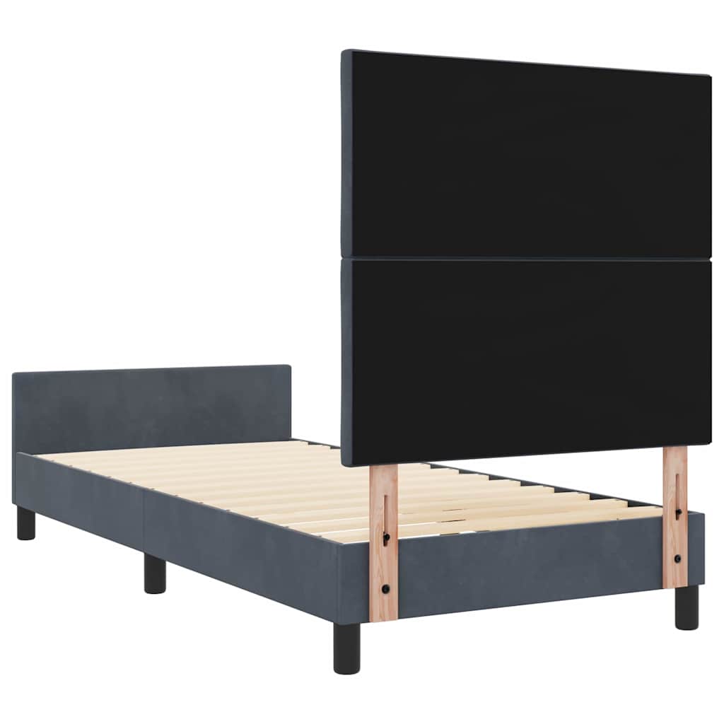 Bettgestell mit Kopfteil Dunkelgrau 90 x 200 cm Samt