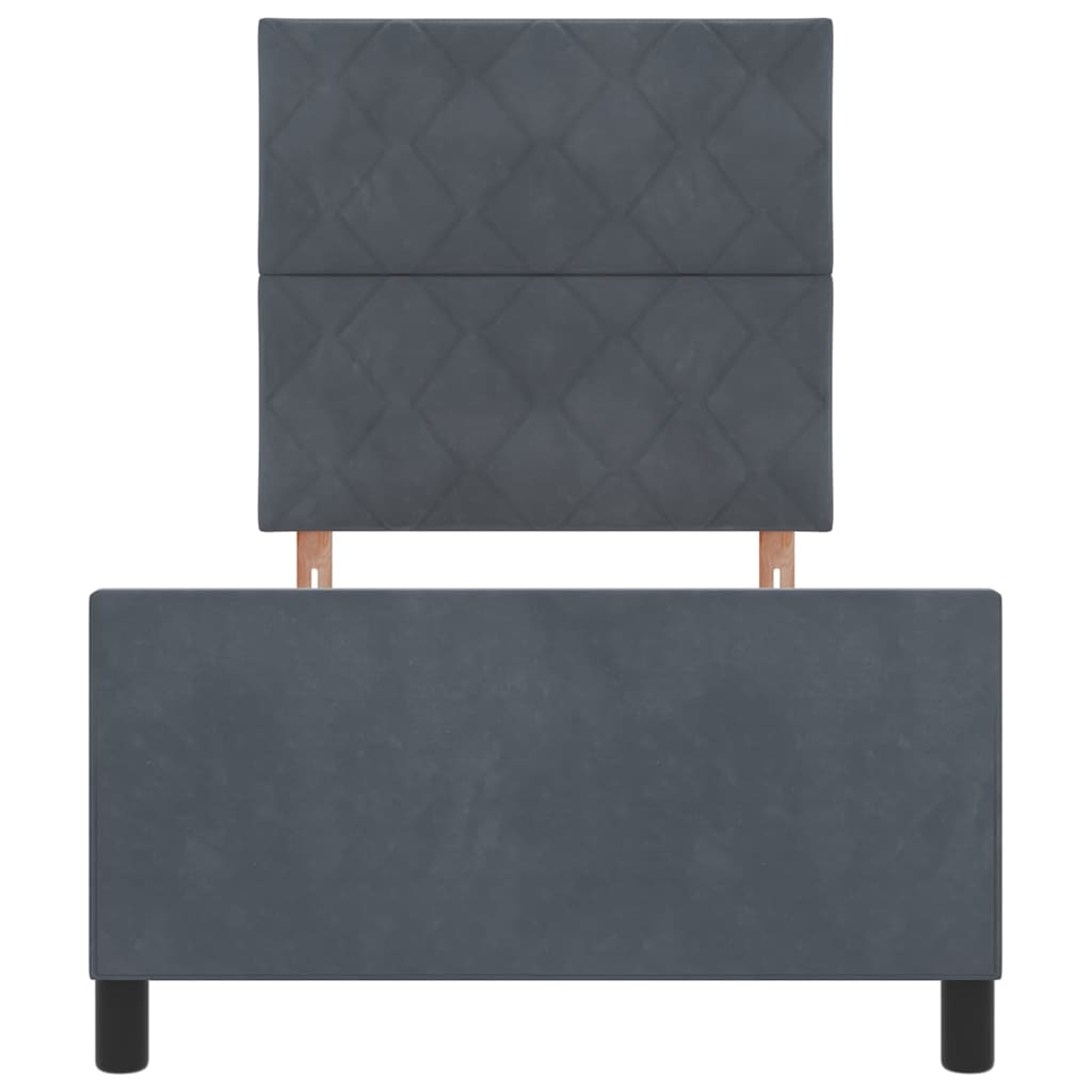 Bettgestell mit Kopfteil Dunkelgrau 90 x 200 cm Samt