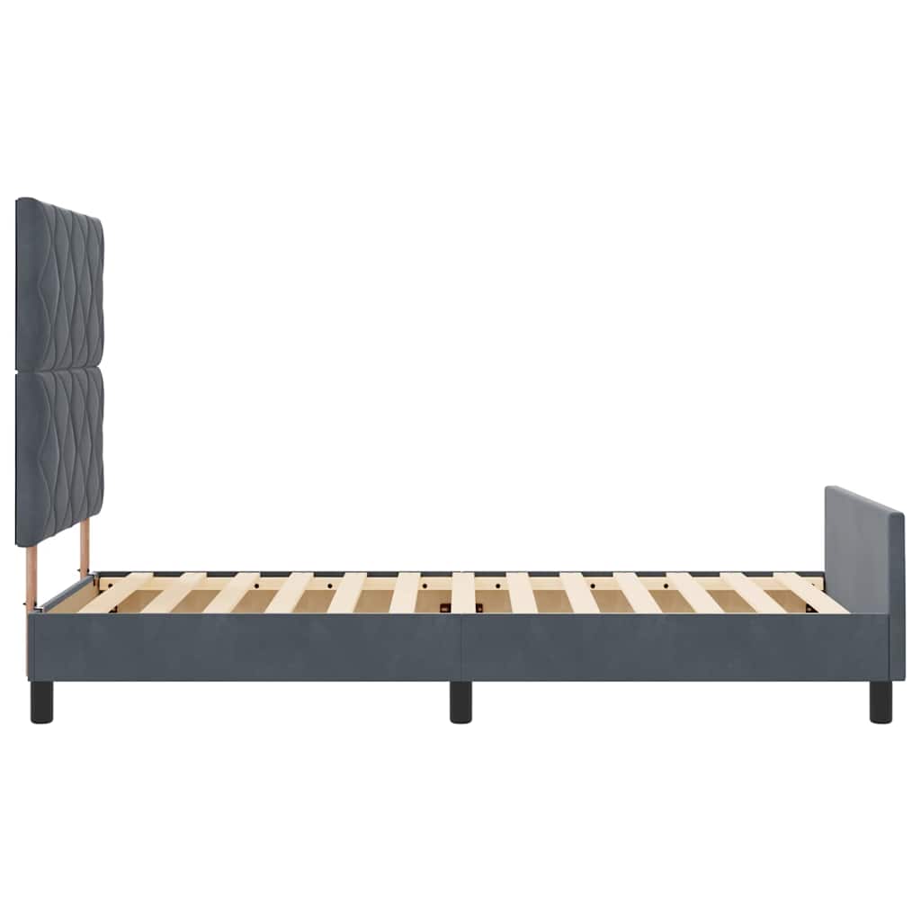 Bettgestell mit Kopfteil Dunkelgrau 90 x 200 cm Samt