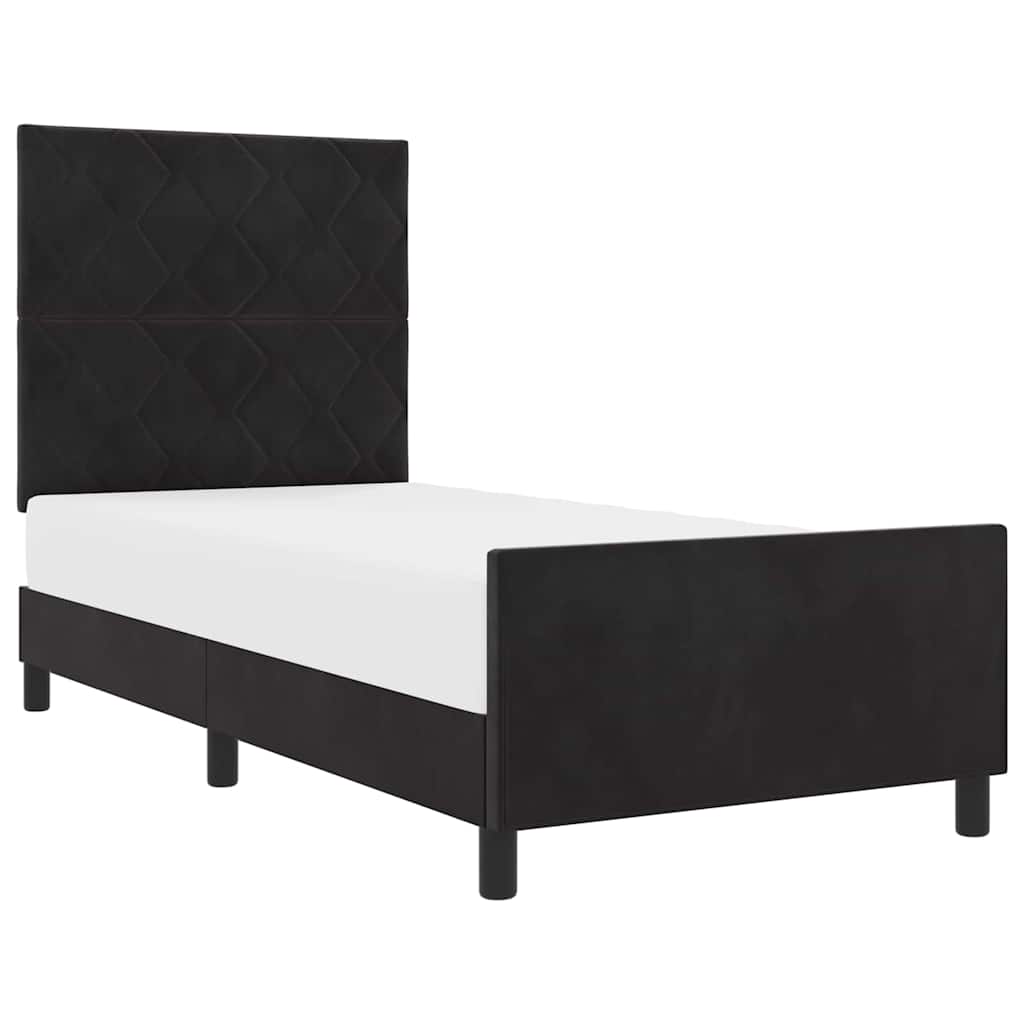 Bettgestell mit Kopfteil Schwarz 100 x 200 cm Samt