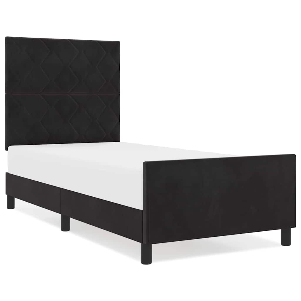 Bettgestell mit Kopfteil Schwarz 100 x 200 cm Samt