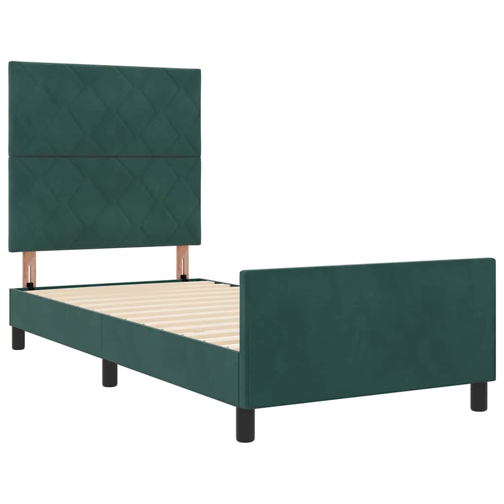 Bettgestell mit Kopfteil Dunkelgrün 100 x 200 cm Samt