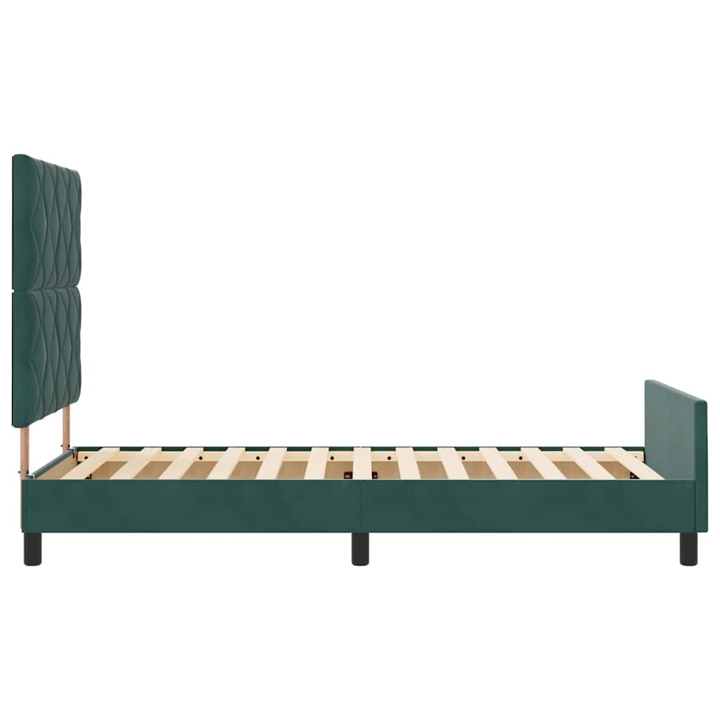 Bettgestell mit Kopfteil Dunkelgrün 100 x 200 cm Samt