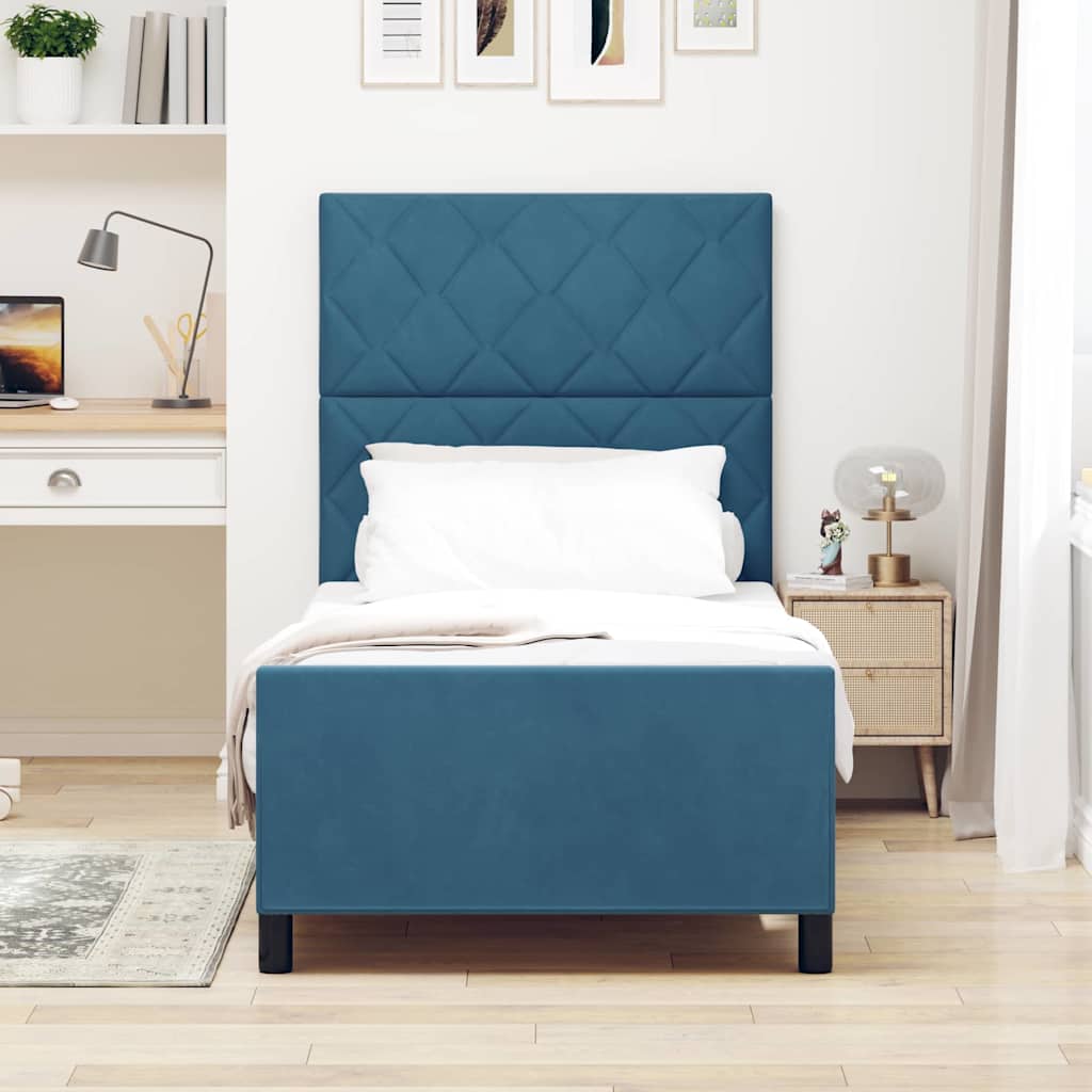 Bettgestell mit Kopfteil Dunkelblau 100 x 200 cm Samt