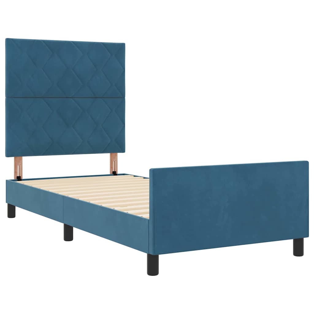 Bettgestell mit Kopfteil Dunkelblau 100 x 200 cm Samt