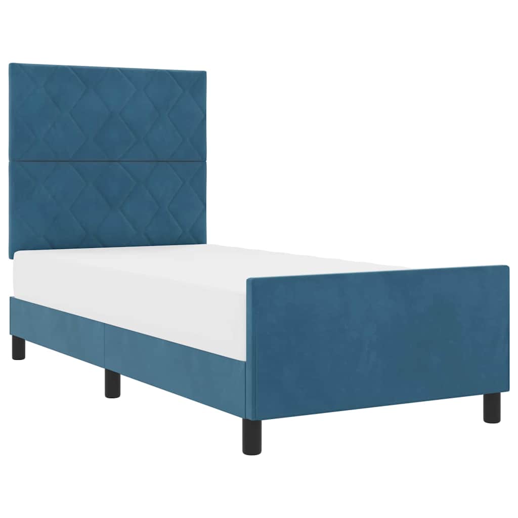 Bettgestell mit Kopfteil Dunkelblau 100 x 200 cm Samt