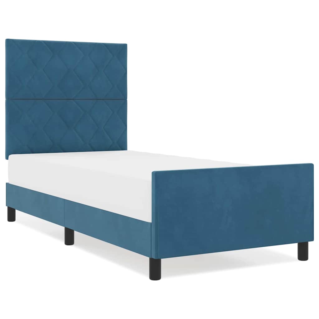 Bettgestell mit Kopfteil Dunkelblau 100 x 200 cm Samt