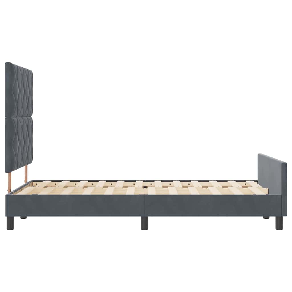 Bettgestell mit Kopfteil Dunkelgrau 120 x 190 cm Samt