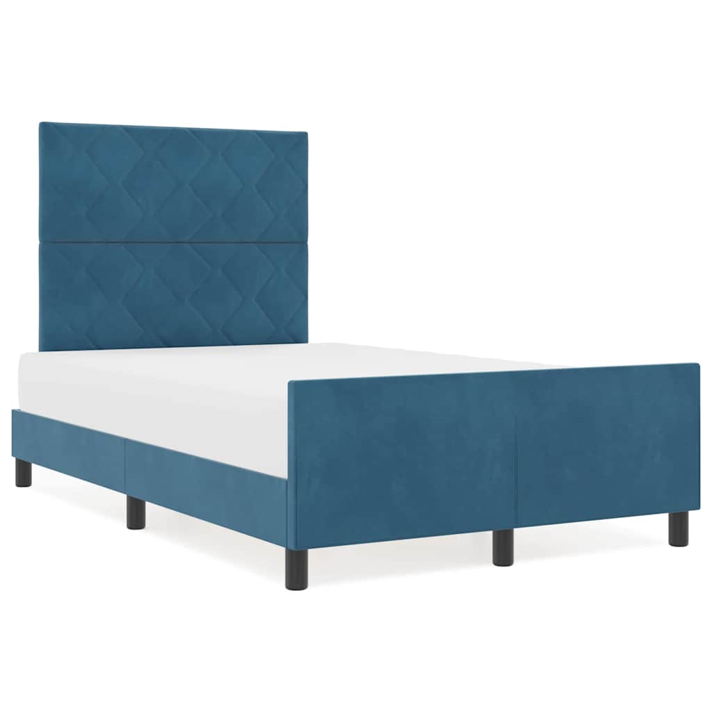Bettgestell mit Kopfteil Dunkelblau 120 x 190 cm Samt
