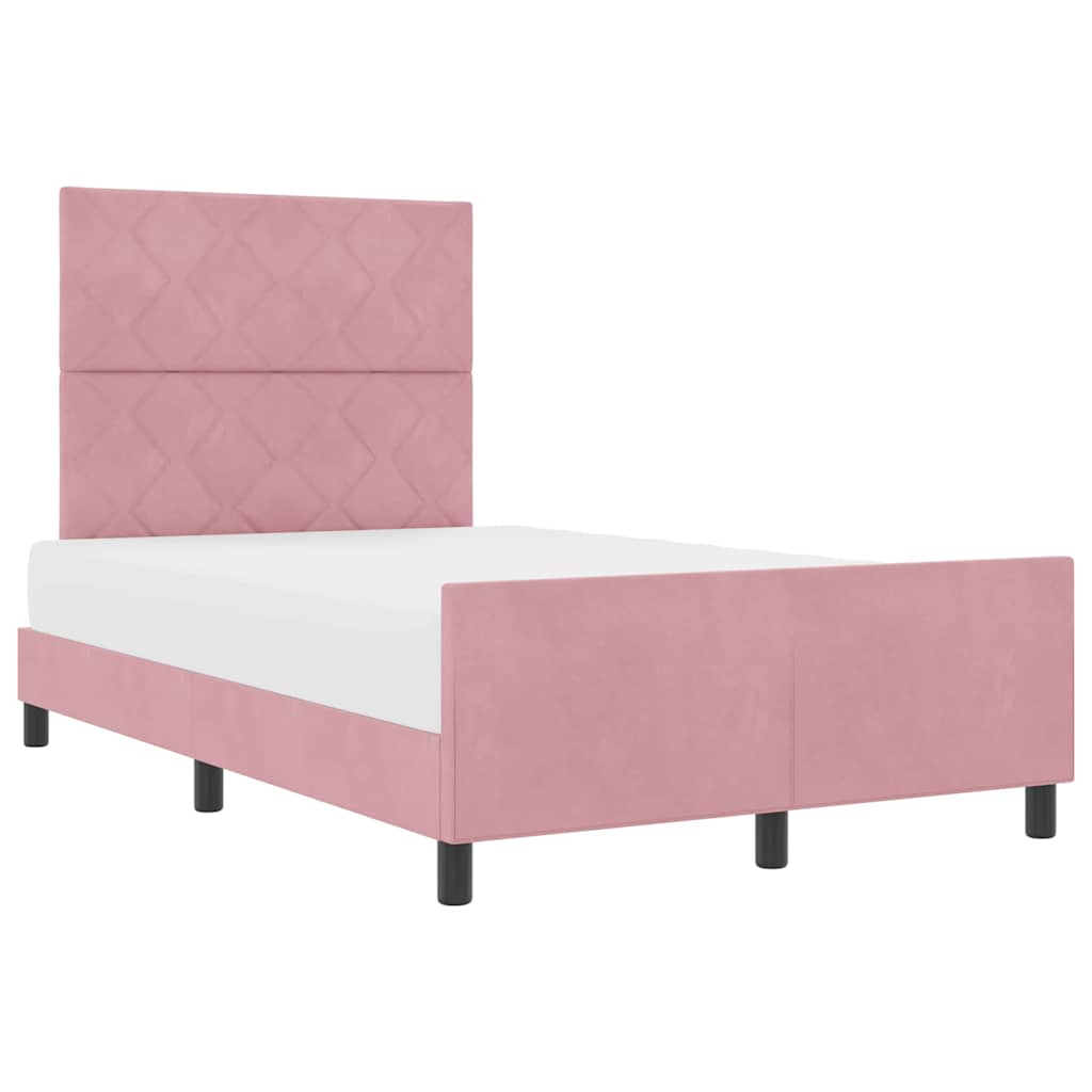 Bettgestell mit Kopfteil Rosa 120 x 190 cm Samt