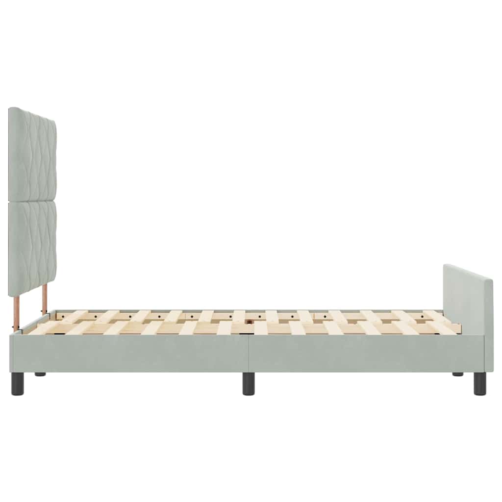 Bettgestell mit Kopfteil Hellgrau 120 x 200 cm Samt