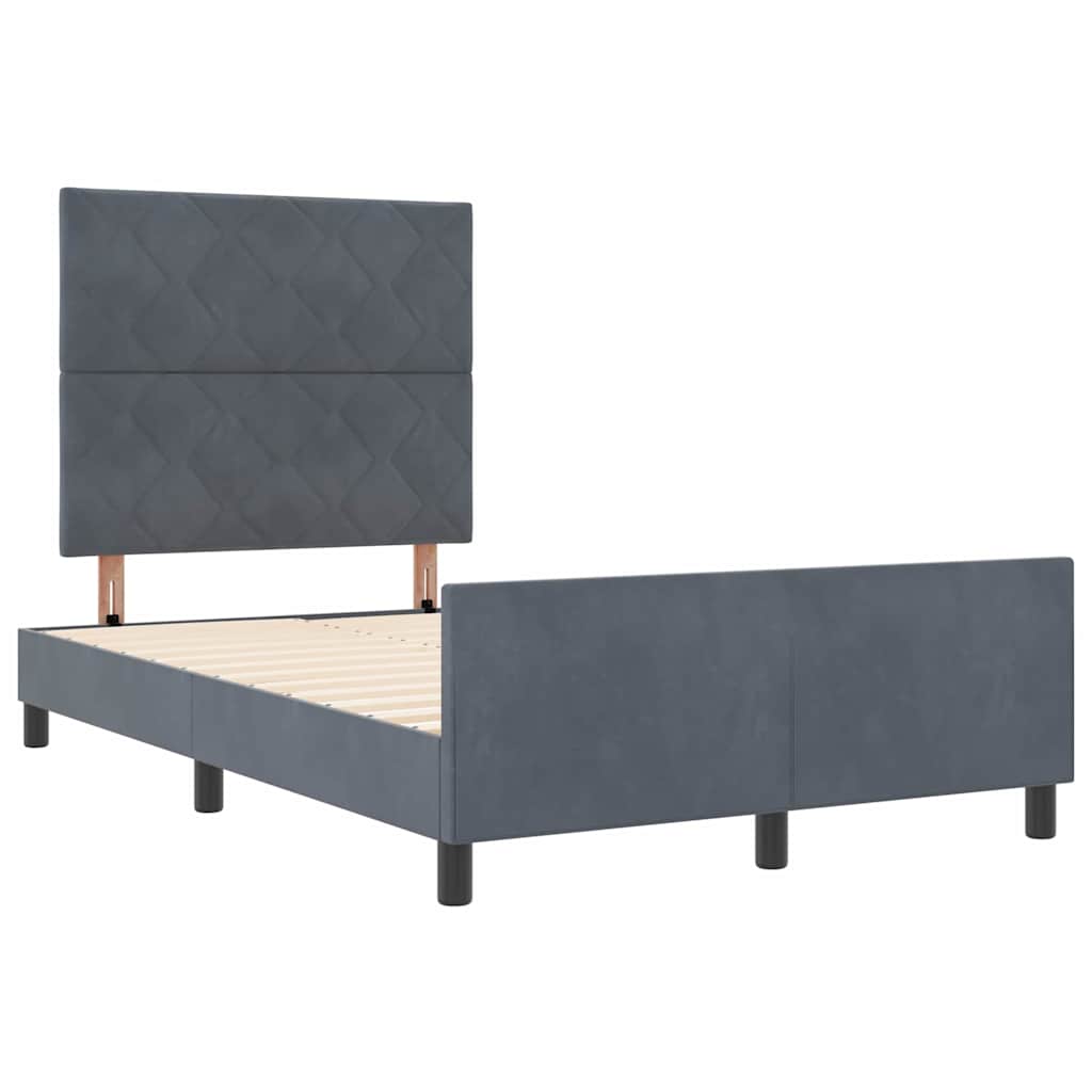Bettgestell mit Kopfteil Dunkelgrau 120 x 200 cm Samt