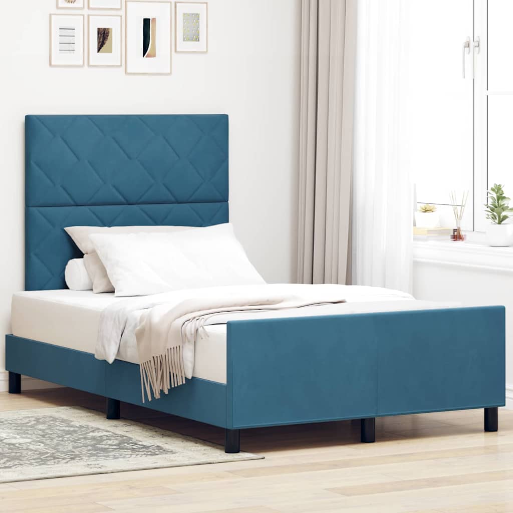 Bettgestell mit Kopfteil Dunkelblau 120 x 200 cm Samt