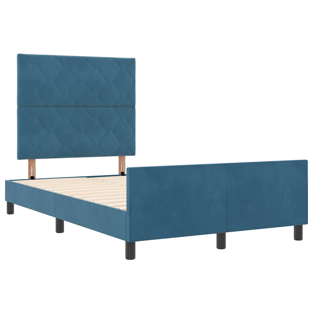 Bettgestell mit Kopfteil Dunkelblau 120 x 200 cm Samt