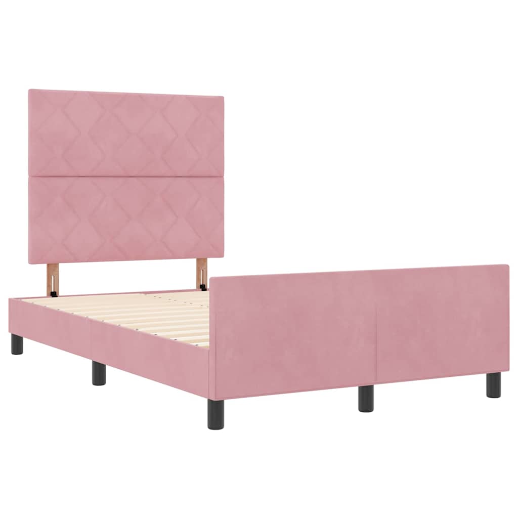 Bettgestell mit Kopfteil Rosa 120 x 200 cm Samt