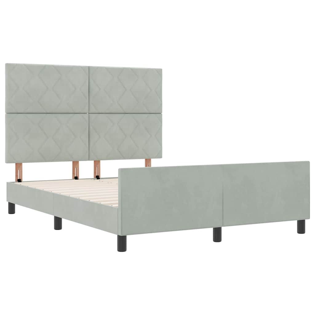 Bettgestell mit Kopfteil Hellgrau 140 x 190 cm Samt