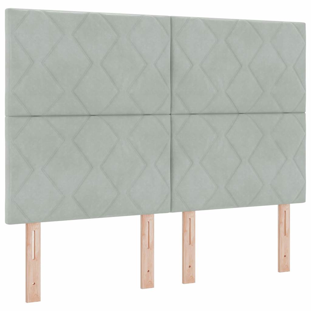 Bettgestell mit Kopfteil Hellgrau 140 x 190 cm Samt
